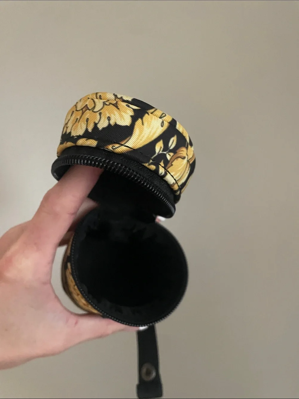 Versace Black & Gold Baroque Mini Zip Pacifier pouch